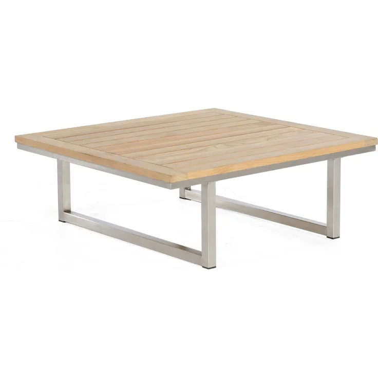 Sonnenpartner Lounge-Tisch Lotus Edelstahl mit Teakholz Loungetisch Beistelltisch