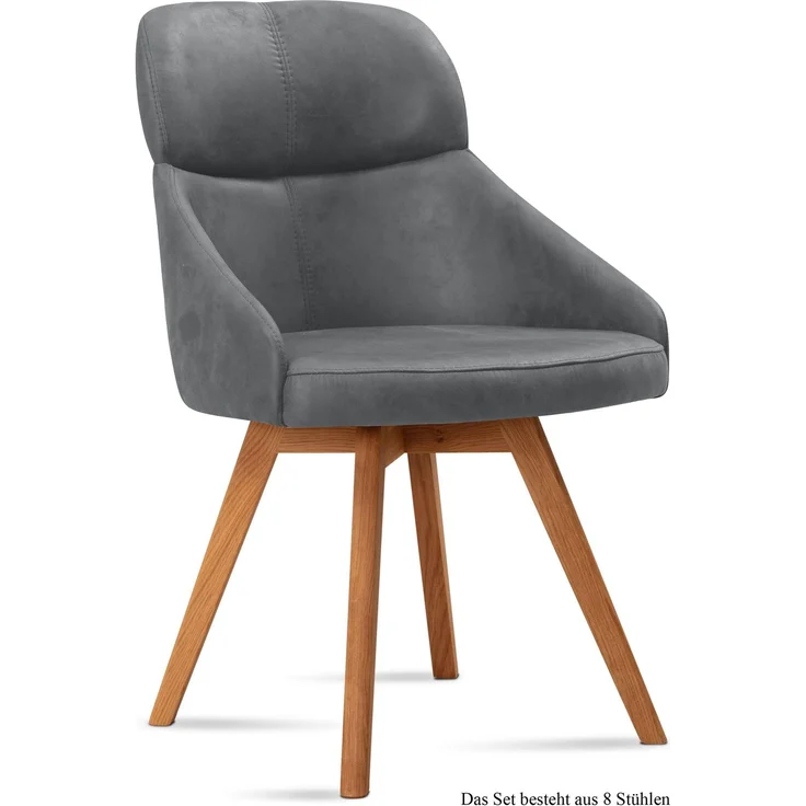 Esszimmerstuhl (8er-Set) Donna 52x82x63 Eiche geölt/Grau