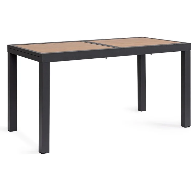 Gartenesstisch Hilja Aluminium in Holzoptik, modern skandinavisch, ausziehbar, anthrazit – Bild 1