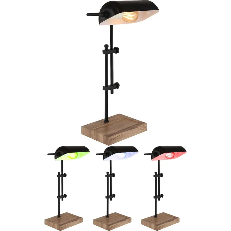 RGB LED Tischleuchte, Holz, Höhe verstellbar, App Steuerung, H 50 cm