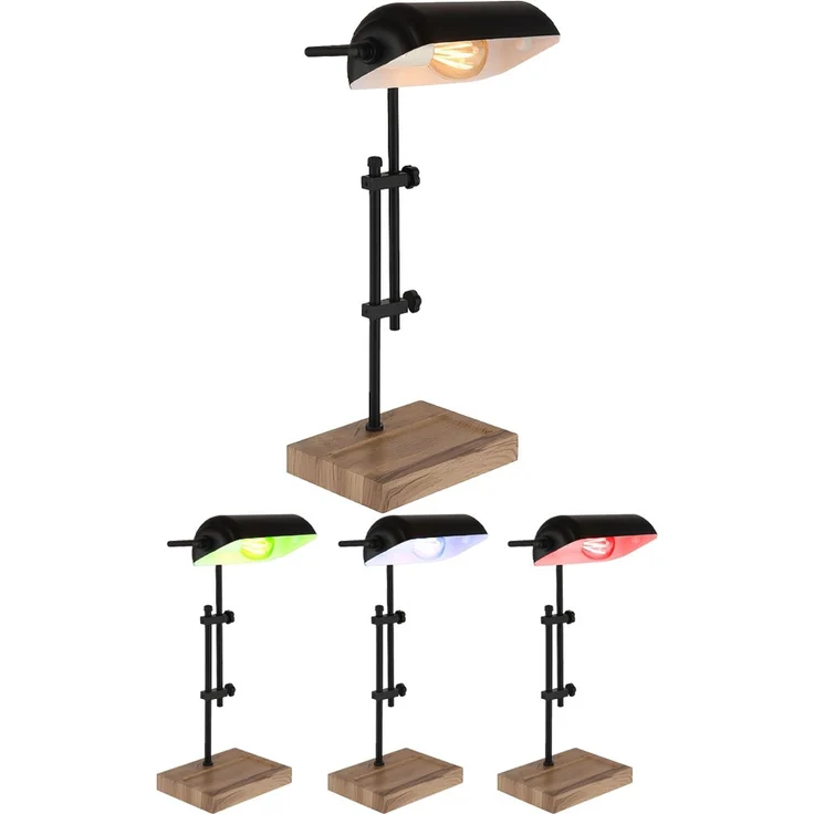 RGB LED Tischleuchte, Holz, Höhe verstellbar, App Steuerung, H 50 cm – Bild 1