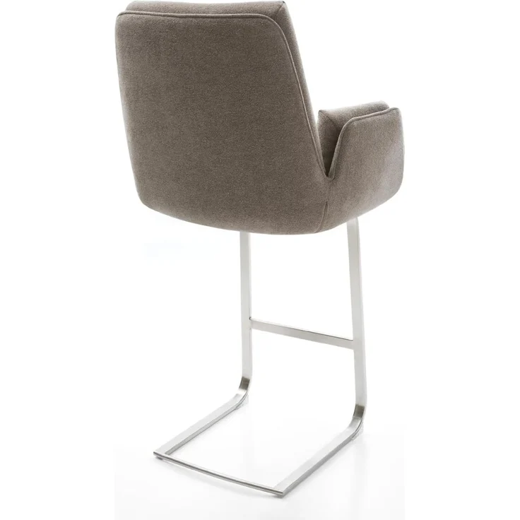 Barstuhl Clea-Flex Strukturstoff Soft Taupe Freischwinger Flach Edelstahl Silberfarben – Bild 6
