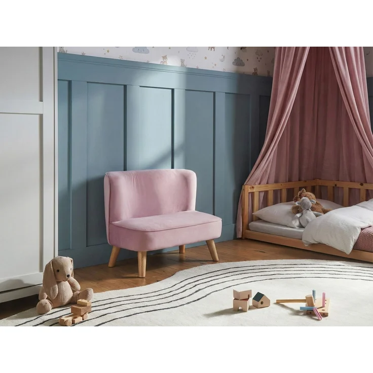 Kindersofa RISBY Samtstoff Rosa – Bild 3