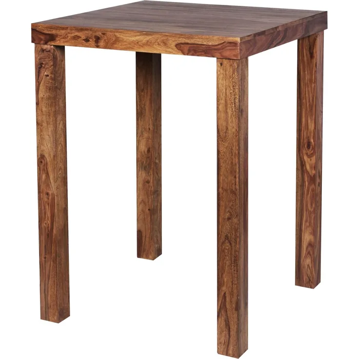 Wohnling Bartisch MUMBAI Sheesham Massivholz 80x80x110cm Landhausstil dunkelbraun quadratisch Braun