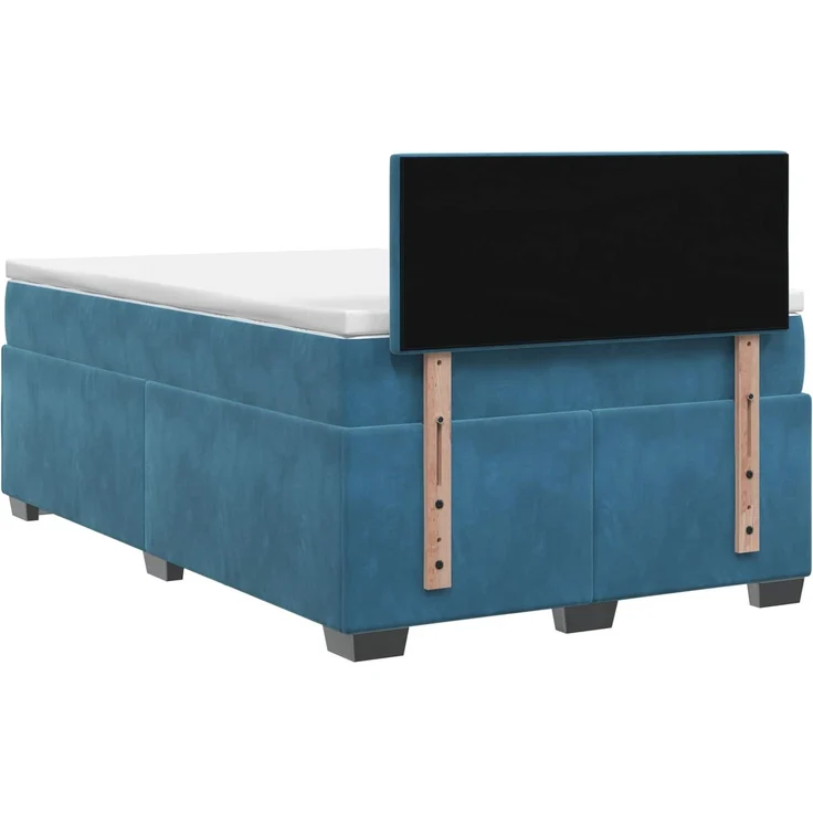 vidaXL Boxspringbett mit Matratze mit Kopfteil Blau 120 x 190 cm Samt 3450672 – Bild 8