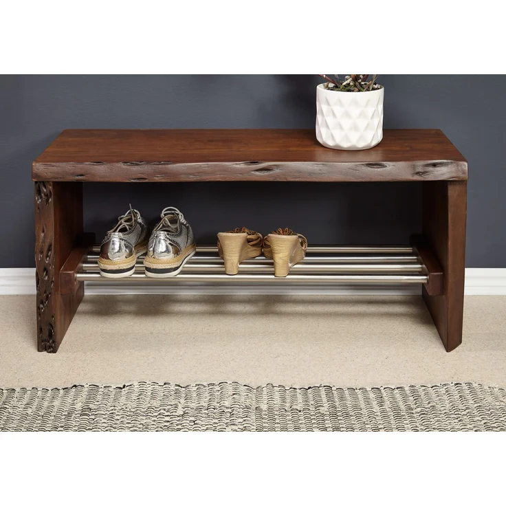 Garderobenbank Akazie 81x30x40 braun lackiert PURE ACACIA #816 – Bild 2