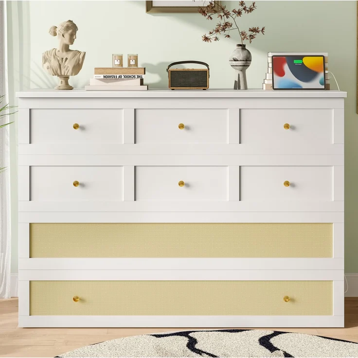 CHICFURN Bett aus MDF Weiß 140x200 cm mit Stauraum und USB-Anschluss – Bild 3