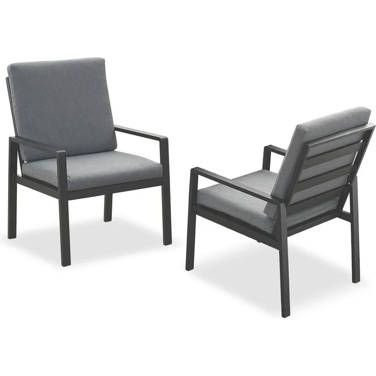 MeXo Gartenlounge-Set Lounge Gartenmöbelset Aluminium Wetterfest, (Gartensessel Outdoor, 2-tlg, 2 x Sessel, 4 x Kissen), wetterfest Sitzgruppe Balkonstuhl für 1-2 Personen