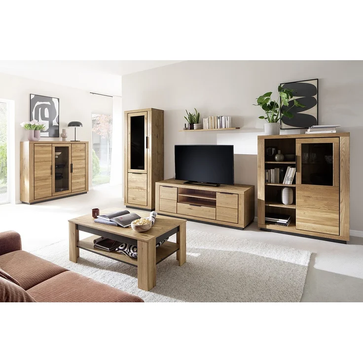 Couchtisch >GRENO< in Wildeiche Nachbildung - 115x46x65 (BxHxT) – Bild 6