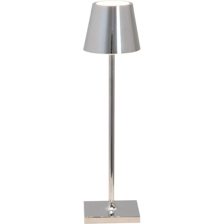 Zafferano, Poldina Micro Lampe mit Glänzendem Chrom-Finish, Kabellose, Wiederaufladbare Tischlampe mit Touch Control, Geeignet für den Innenbereich, Dimmer, 2200-3000 K, Höhe 27,5 cm
