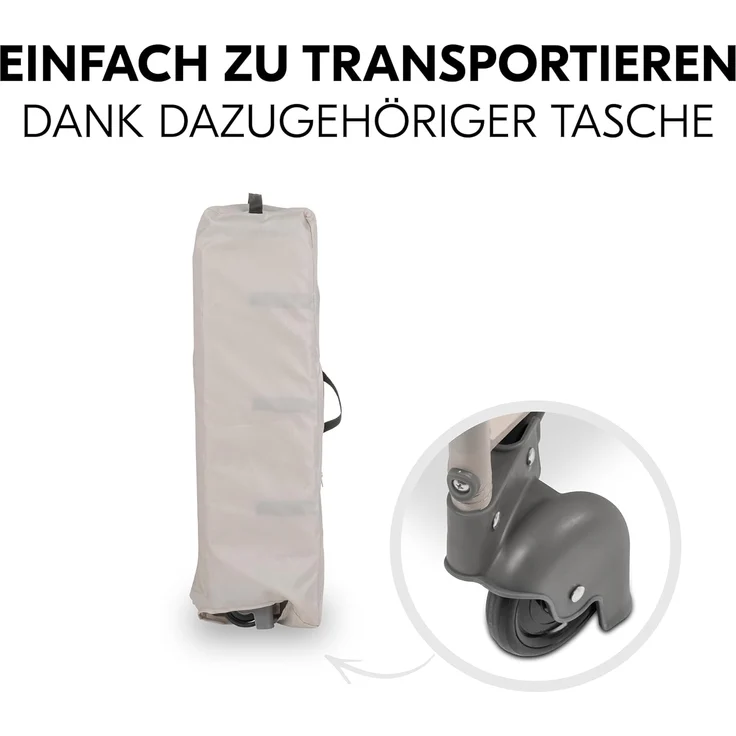 hauck Kinderreisebett Dream N Play Go mit Spielbogen, Rollen und Transporttasche, Klein Zusammenklappbar, Baby Reisebett Kleinkind ab Geburt bis 15 kg (Disney Pooh Rainbow Beige) – Bild 6