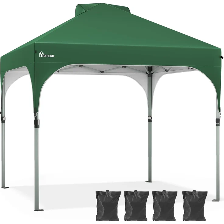 YITAHOME 3X3 wasserdichte Pavillon Faltpavillon, Faltbarer Stabil Pop up Pavillon Outdoor Anti-UV Gartenpavillon Höhenverstellbarfür Alle Jahreszeiten Für Party Camping Märkte Pool Festival, Grün – Bild 3