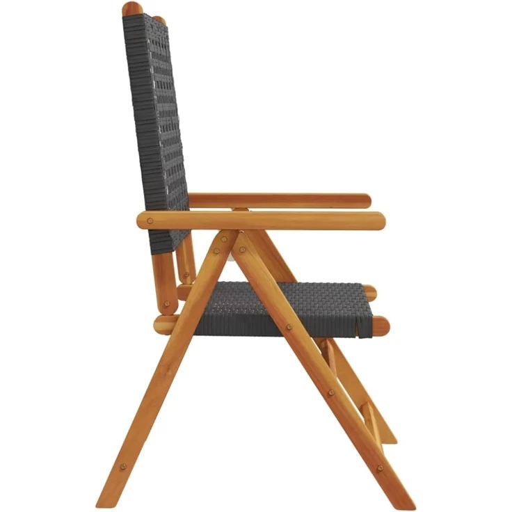 vidaXL Gartenstühle 2 Stk. Schwarz Massivholz Akazie und Poly Rattan 367651 – Bild 3