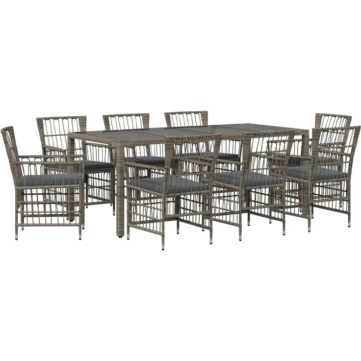 vidaXL Outdoor-Essgruppe 9 stk. Grau Poly-Rattan 3448943