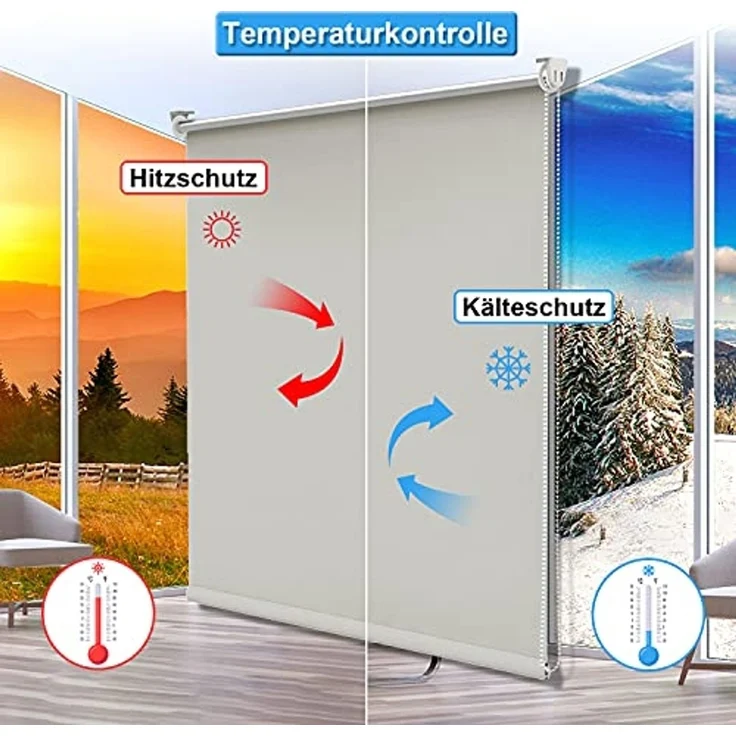 Verdunkelungsrollo Rollos für Fenster und Tür ohne Bohren 85x170 cm Creme Thermo Rollo Klemmfix Verdunklungsrollo Fensterrollo Lichtblick Sicht-und Sonnenschutz Wand-und Deckenmontag – Bild 3