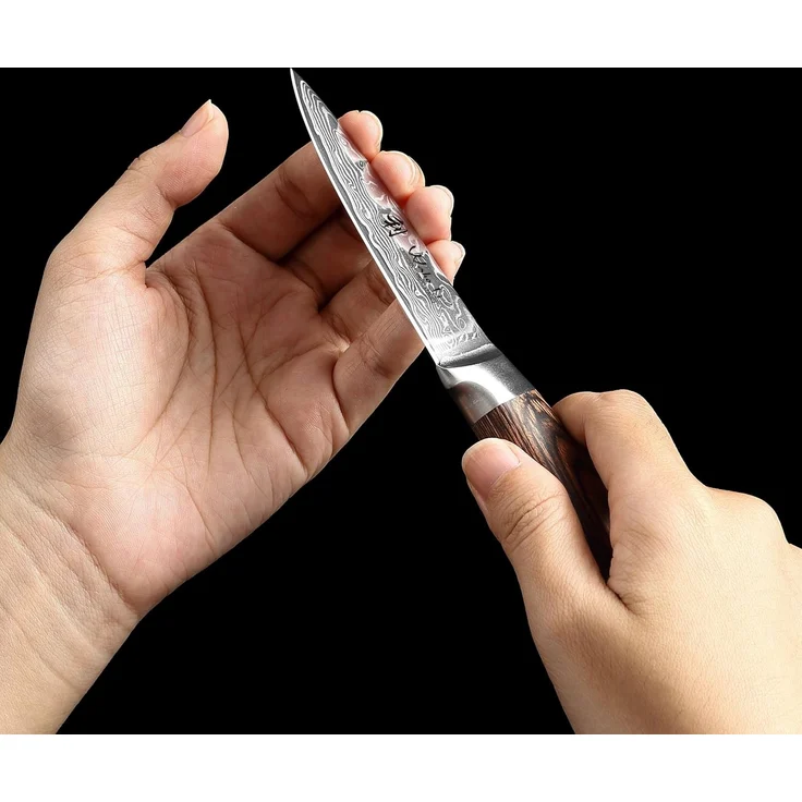 Wakoli Obstmesser EDIB Sakura Damast Officemesser Küchenmesser 8 cm Klinge, aus 67 Lagen Damaststahl, VG-10 Kern – Bild 6