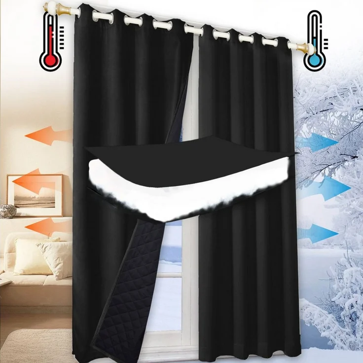 LMaxhome Gardine Thermogardinen,Schlafzimmer Vorhänge Blickdicht,Verdunklungsvorhänge (1 St), Kälteschutz,mit Ösen,für Wohnzimmer Schlafzimmer – Bild 1