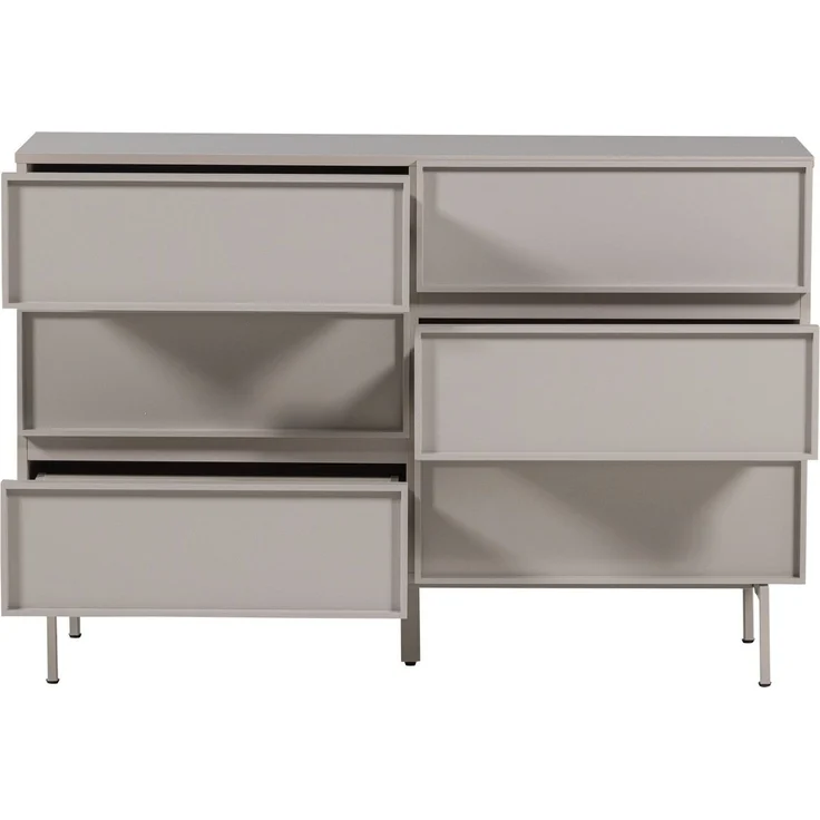 Kommode Tours aus Metall und MDF, modern mit 6 Schubladen, sandfarben, viel Stauraum, 120 x 42 x 80 cm – Bild 5