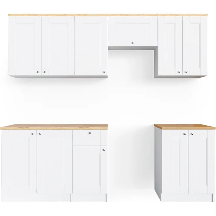 Küchenzeile Bergamo Weiß 240 cm , AP Goldkraft Vicco