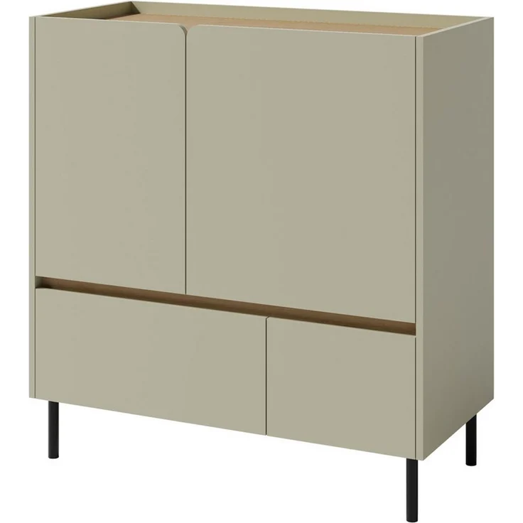 Beautysofa Kommode LICO mit 2 Schubladen, 2 Türen, 2 Regalböden (ideal für Jugendzimmer, Schlafzimmer, 95x40x105 cm), moderne Farben Sandbeige oder Eukalyptus – Bild 1