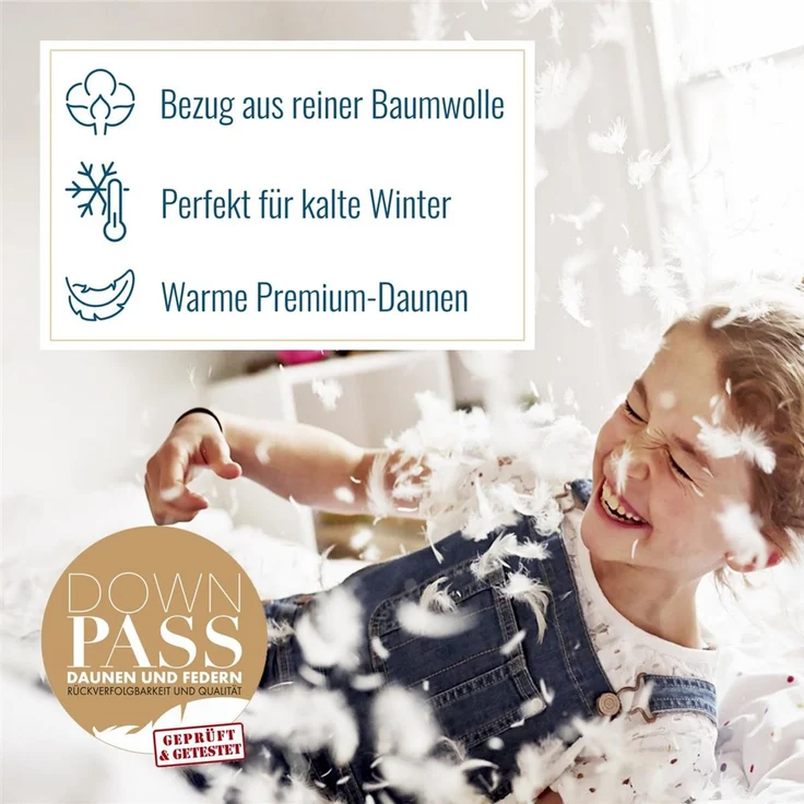 Extra warme 100% premium körperform Daunendecke Bettdecke 135x200 950g – Bild 4