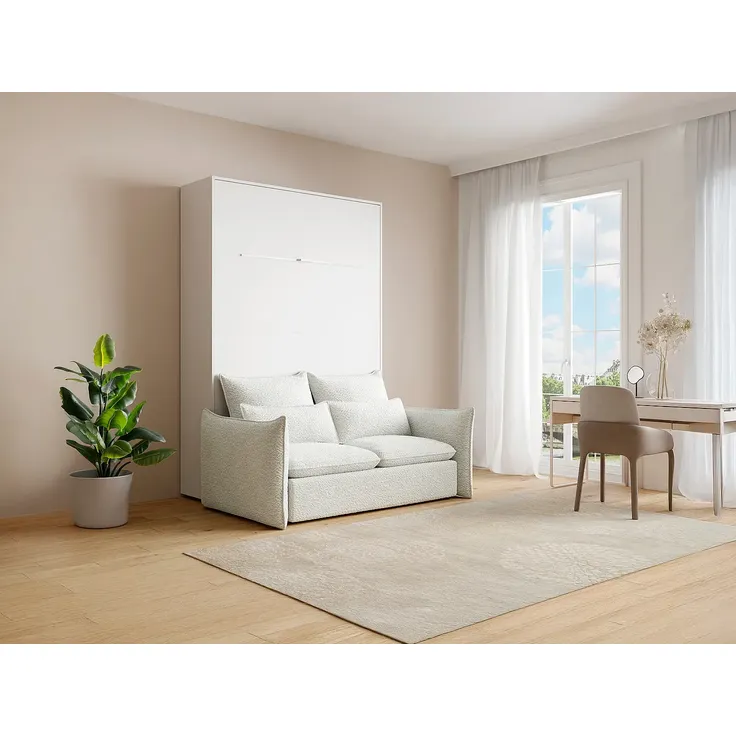 Vente-unique - RAPILI Bett Holz, Platte BeigeWeiß - B 151 cm239,2 cm x H 225,2 cm x L 188 cm