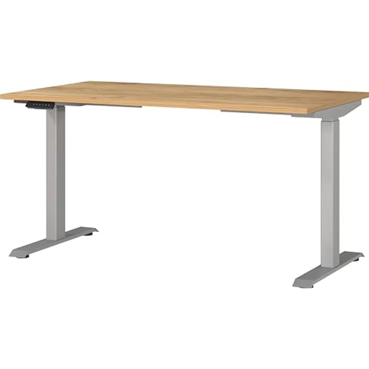 Germania Schreibtisch 7905-641, in Navarra-Eiche-Nb./Silber, EL. höhenverstellb, 140 x 120 x 80 cm (BxHxT) – Bild 2