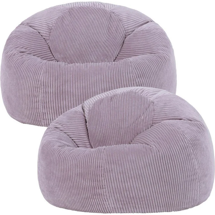 Icon Kingston Sitzsack Cord, Lila, 2er Pack, Sitzsack Erwachsene mit Füllung, Bean Bag, Cord Sessel, Lounge Sessel, Lounge Stuhl, Schlafzimmer, Wohnzimmer, Wohnzimmer Möbel – Bild 1