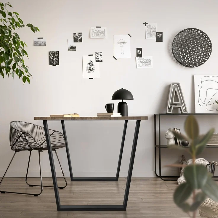 ML-DESIGN Tischbein 2er Set Tischbeine Trapez V-Form aus Stahl pulverbeschichtet, Tischkufen 75x72 cm Schwarz matt profil 8x2 cm Möbelfüße – Bild 7