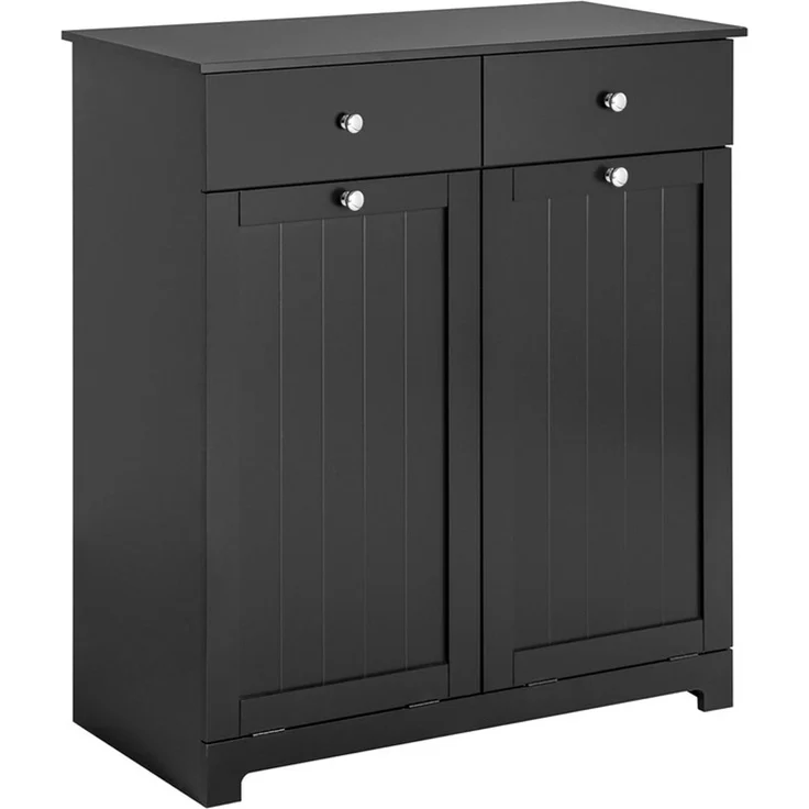 SoBuy BZR33-SCH Wäscheschrank, MDF, Lackiert, Schwarz, 78 x 91 x 38 cm – Bild 1