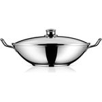 WMF Wok Party Taiwan Wokpfanne Induktion, Cromargan® Edelstahl Rostfrei 18/10 (Set, 3-tlg), Wok mit Deckel und Ablagegitter, für alle Herdarten geeignet