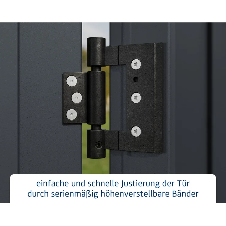 Hörmann Ecostar Metall-Gerätehaus Elegant mit Pultdach Typ 3, 238x303 cm , anthrazitgrau, 7,2 m²,1-flüglige Tür – Bild 6