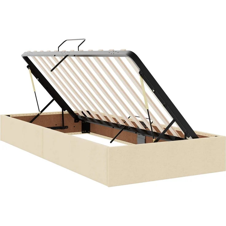 vidaXL Ottoman Bettgestell mit Speicher Creme 90 x 200 cm Stoff 3442800 – Bild 6