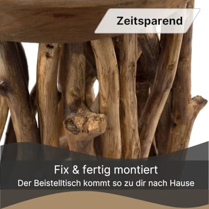 DESIGN DELIGHTS Beistelltisch BEISTELLTISCH "WOODS", Mahagoni, Äste Couchtisch, Holzhocker – Bild 4