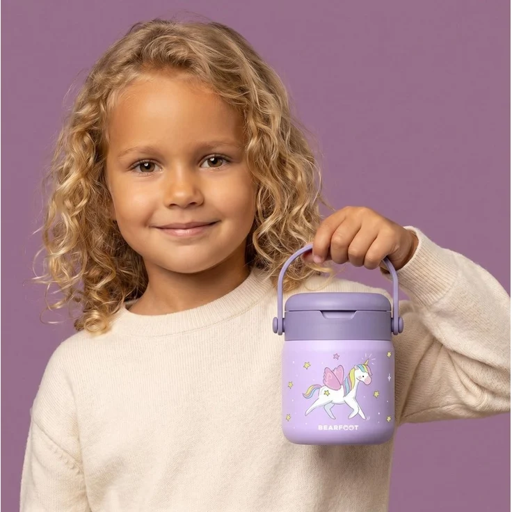 BEARFOOT Trinkflasche Thermobehälter Kinder Edelstahl - Einhorn lila, Thermobehälter, auslaufsicher, Edelstahl, Food jar, BPA-frei – Bild 3