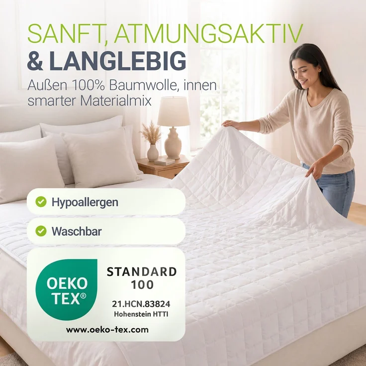 Juskys Gewichtsdecke 135x200 – weiß, beschwerte Schlafdecke mit Glasperlen, Baumwolle & Mikrofaser, entspannend & schlaffördernd bei Unruhe – 5 kg – Bild 5
