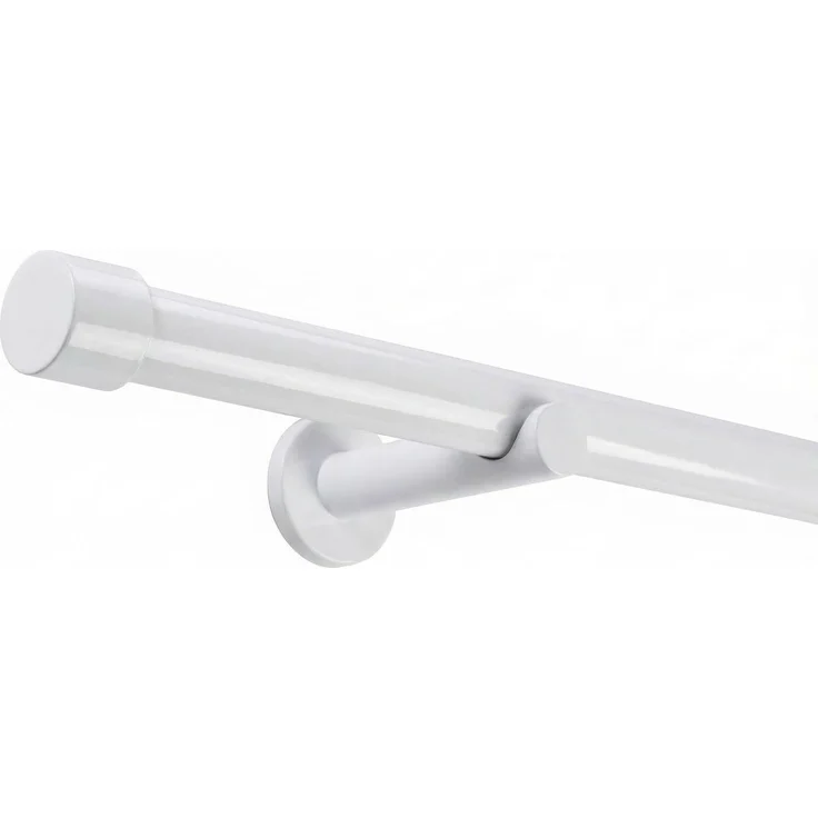 Deco-Raum® Gardinenstange 25mm 1-läufig Kappe | Länge: 400cm | Material: Metall | Farbe: Weiß – Bild 1