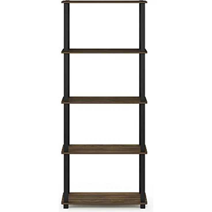 Furinno 5-Ebenen Mehrzweck-Regal mit quadratischen Rohren, holz, Columbia Walnut/Schwarz, 29. 46x59. 94x145. 8 cm – Bild 7