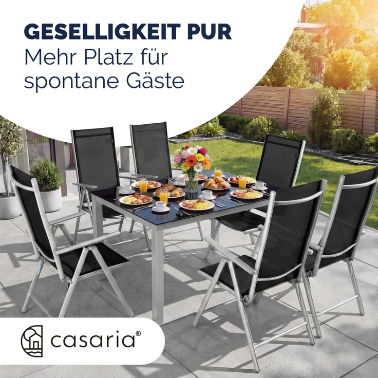CASARIA® Aluminium Gartenstuhl Bern Klappbar Silber 6er Set – Bild 9