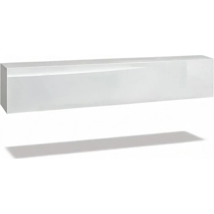 InnoFurn Lowboard Lia hängendes Tv-Board (hängender Fernsehschrank, Weiß matt/Weiß Hochglanz (38,5 x 165 x 30 cm), hängendes Tv-Board, Moderner Fernsehschrank 165 cm lang Fernsehtisch – Bild 1