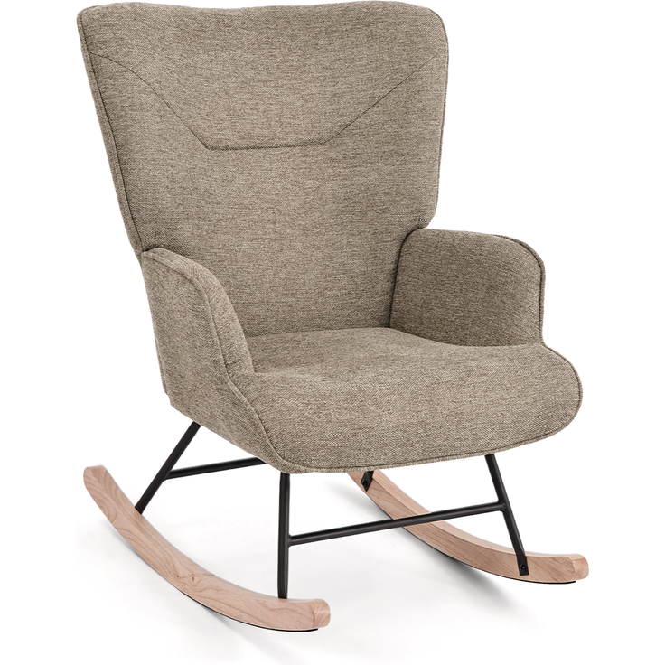 GOEURVANT 5006 Schaukelstuhl ohne Hocker (Relaxsessel, Ohrensessel) - Webstoff, Sand – Bild 3