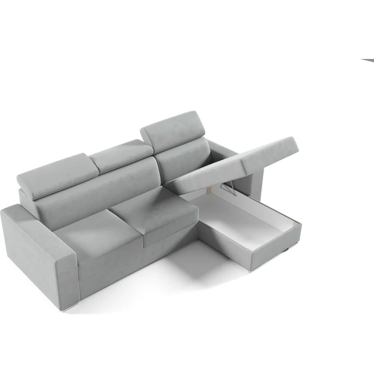 Ecksofa in L-Form NELA, L-förmige Eckcouch mit Schlaffunktion, ausziehbares Sofa, 1 Bettzeugbehälter, verstellbare Kopfstützen, (Monolith 09), 96x170 cm – Bild 4