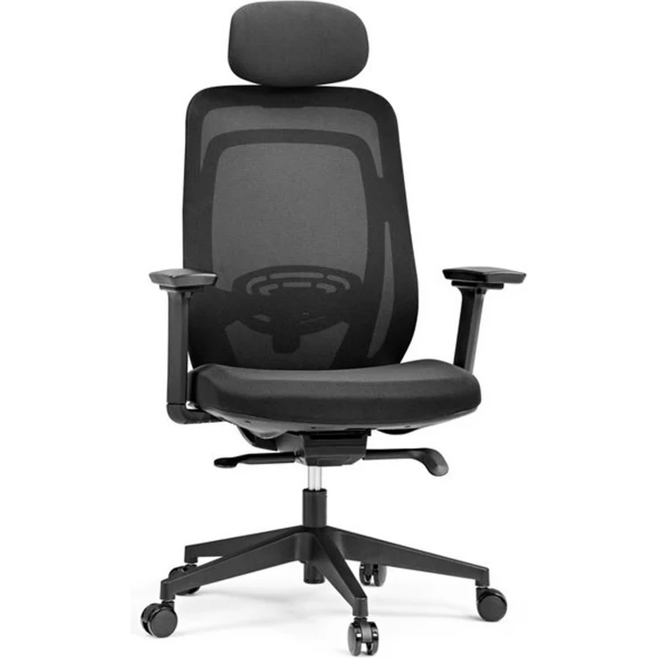 hjh OFFICE Profi Bürostuhl Vivadapt – Ergonomischer Drehstuhl mit Verstellbarer Kopfstütze, 3D Armlehnen, Sitztiefenverstellung, Synchronmechanik, Schwarz – Bild 4