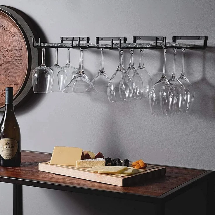 Weinglashalter Bar Zubehör 4 Stück Metall Unter Schrank Hängend 30cm Schwarz – Bild 7