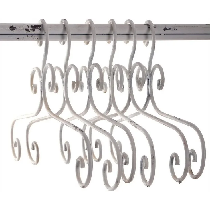 DESIGN DELIGHTS Garderobenständer Kleiderbügel 6er Set "AMELIE", Metall, weiß, 41 cm, Kleiderhaken