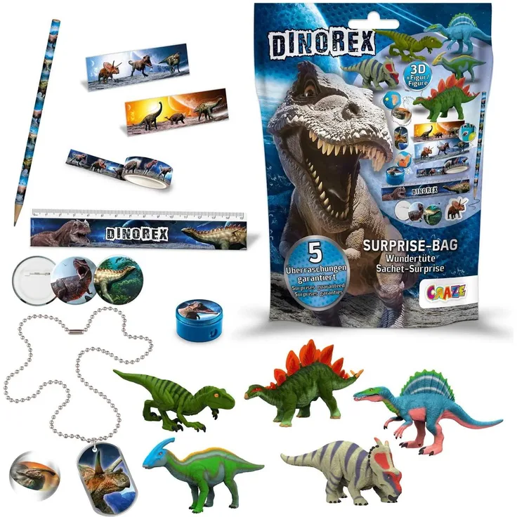 CRAZE 17616 Wundertüte Surprise Bag DINOREX Dinosaurier Dino Sortiert, Mehrfarbig