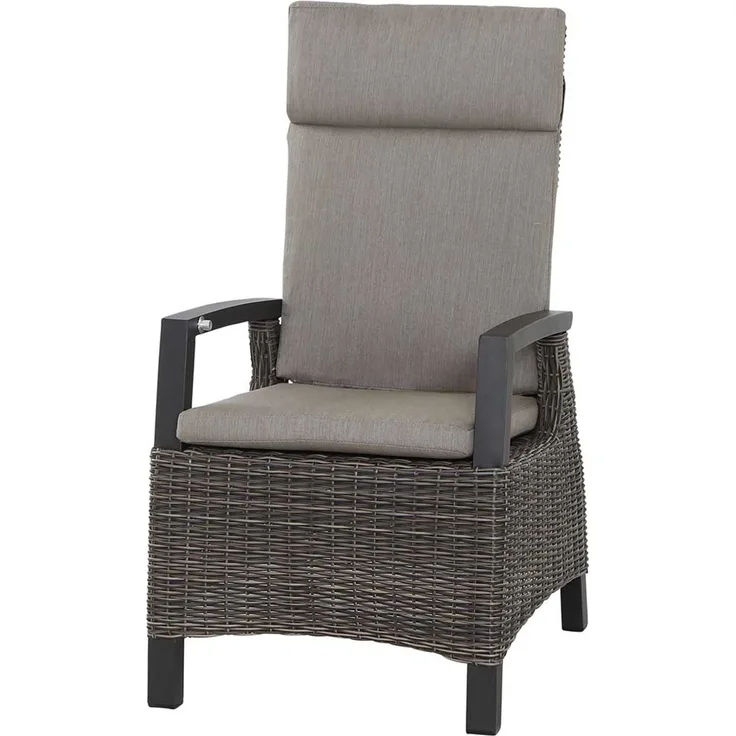 Gartensessel Corido, Rattan, Grau, Schwarz, 61 x 109 x 62 cm