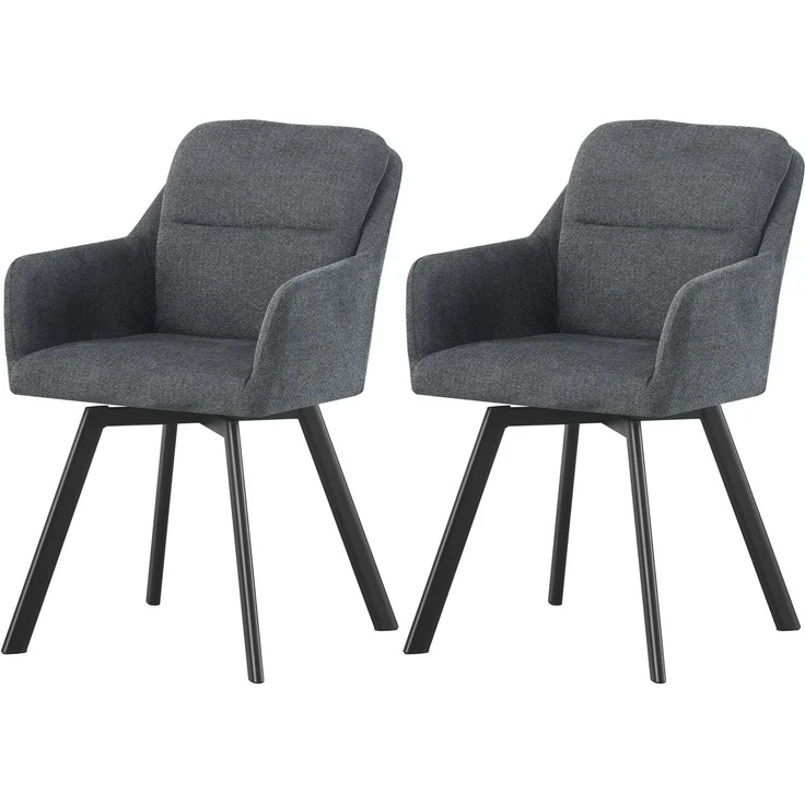 Stuhl 2er Set Amsterdam Stühle in Anthrazit - gemütliches Design - B/H/T: 53x87x62 cm – Bild 1