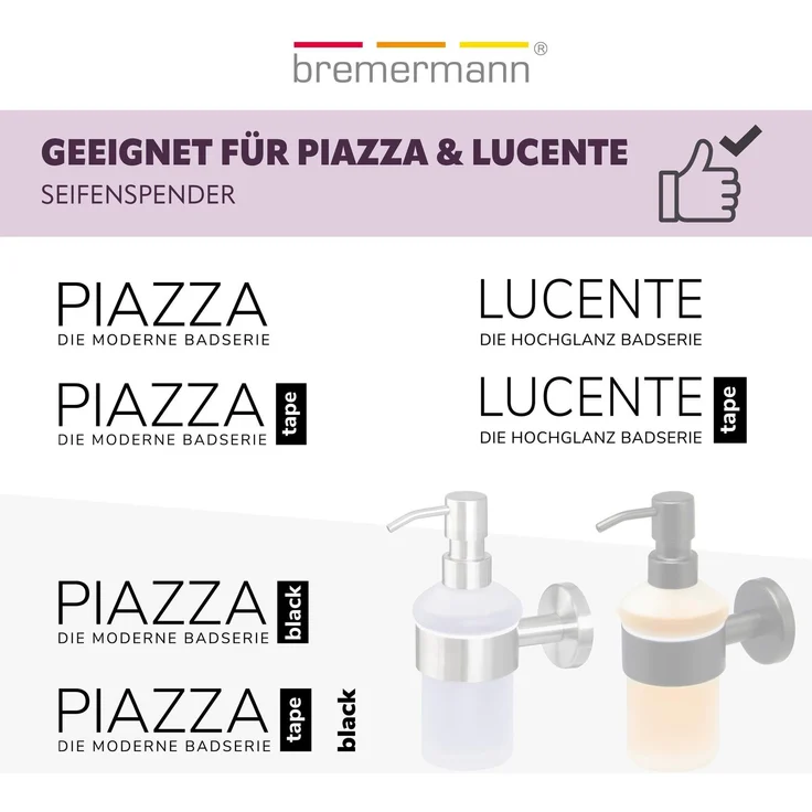 Bad-Serie PIAZZA & LUCENTE - Ersatz Seifenspenderglas, aus satiniertem Glas – Bild 3
