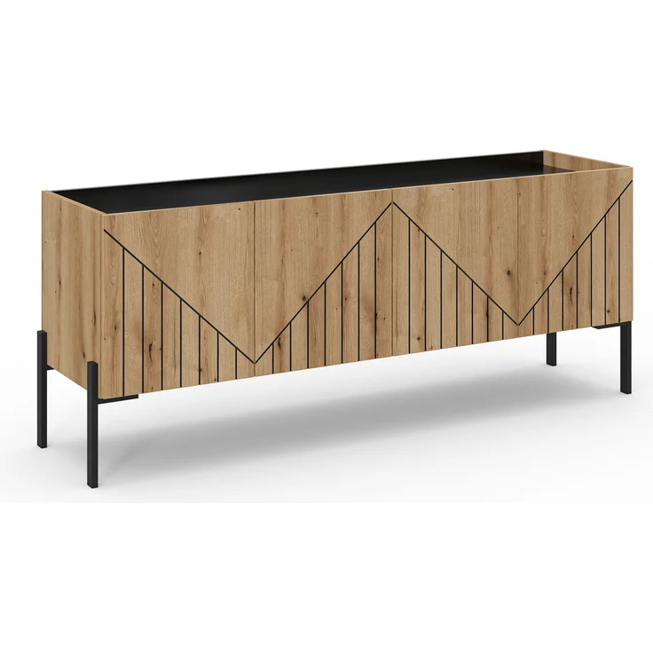 TV Lowboard B/H/T: 153x62x40 cm in Evoke Oak Nachbildung und schwarz